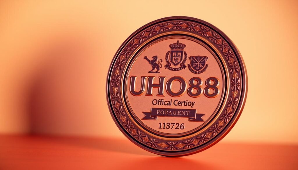 A high-resolution image of an official certification badge or seal, representing the legal and regulatory compliance of the UHO88 online gaming platform. The badge is detailed and emblazoned with intricate patterns, seals, and crests, conveying a sense of legitimacy and trustworthiness. The badge is set against a subtle, softly-lit background, allowing it to take center stage. The lighting is warm and slightly diffused, creating a sense of depth and emphasizing the three-dimensional nature of the badge. The overall composition is balanced and visually appealing, making it suitable for use in a professional article or publication. A high-resolution image of an official certification badge or seal, representing the legal and regulatory compliance of the UHO88 online gaming platform. The badge is detailed and emblazoned with intricate patterns, seals, and crests, conveying a sense of legitimacy and trustworthiness. The badge is set against a subtle, softly-lit background, allowing it to take center stage. The lighting is warm and slightly diffused, creating a sense of depth and emphasizing the three-dimensional nature of the badge. The overall composition is balanced and visually appealing, making it suitable for use in a professional article or publication.