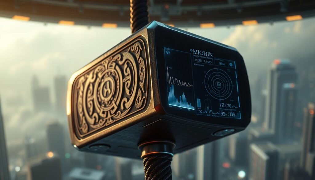 A detailed real-time analysis of Thor's mighty Mjolnir hammer signals, rendered with high-fidelity visuals. The foreground showcases the hammer's intricate runes and metal surface, illuminated by a dramatic lighting setup that casts dynamic shadows. The middle ground features a holographic display of signal waveforms and data visualizations, providing in-depth telemetry. The background seamlessly blends a UTown futuristic cityscape with atmospheric elements, setting the stage for this advanced technological examination. An image that captures the essence of the PTT community's fascination with unraveling the strategic insights hidden within the Mjolnir's cryptic transmissions. A detailed real-time analysis of Thor's mighty Mjolnir hammer signals, rendered with high-fidelity visuals. The foreground showcases the hammer's intricate runes and metal surface, illuminated by a dramatic lighting setup that casts dynamic shadows. The middle ground features a holographic display of signal waveforms and data visualizations, providing in-depth telemetry. The background seamlessly blends a UTown futuristic cityscape with atmospheric elements, setting the stage for this advanced technological examination. An image that captures the essence of the PTT community's fascination with unraveling the strategic insights hidden within the Mjolnir's cryptic transmissions.