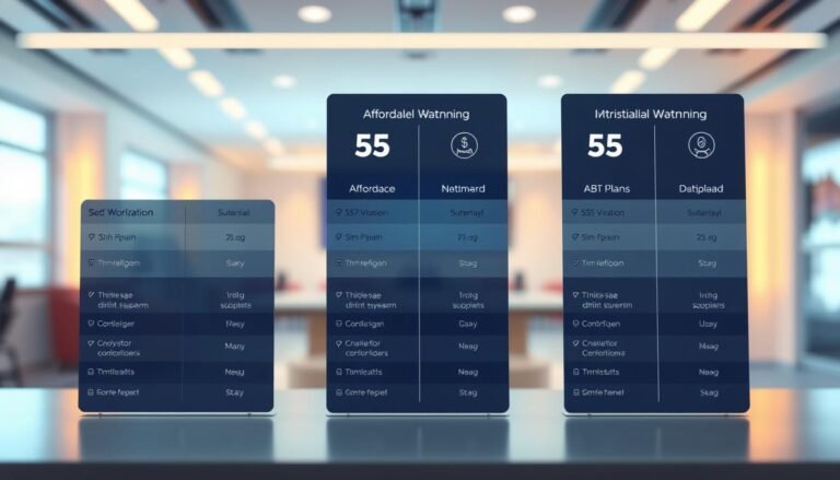 A vibrant comparison of 5G plans from Telecombrother, showcasing a range of affordable options under $100 per month. A sleek, modern tableau with clean lines and soft lighting highlights the plan details against a blurred, slightly futuristic background. Elegant data visualizations and icons provide clarity, while the overall composition conveys a sense of balance and practicality. The scene exudes a professional, informative atmosphere to guide the viewer through the comparative analysis of these Telecombrother 5G plans.