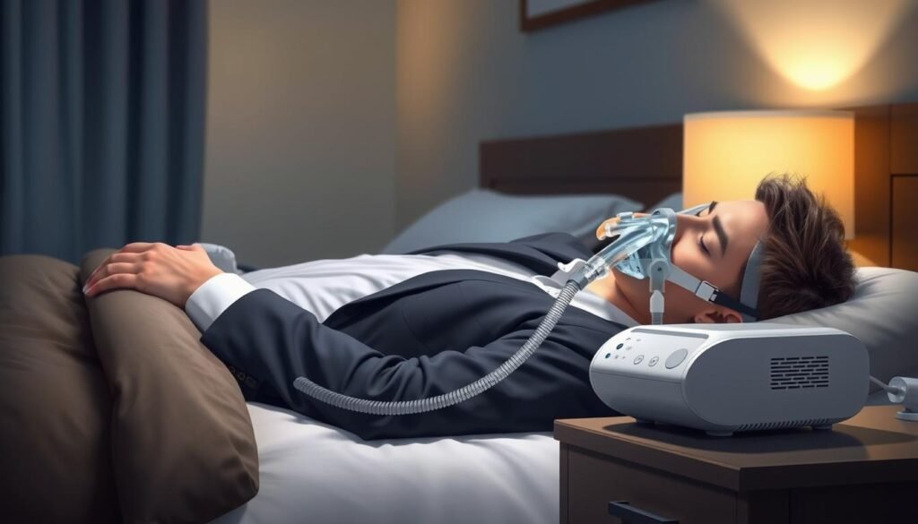 睡眠呼吸機使用示意圖